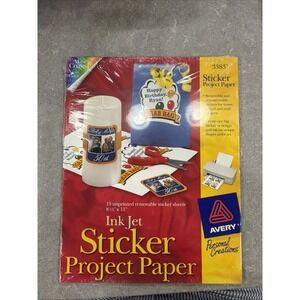 Avery Ink Jet Sticker Project Paper 3383 Sticker 16 Sheets 8 1/2 x 11" Matte
